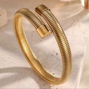 Bracelet 18K Gold Stainless Steel Coil Cuff
Modern Minimalist Unisex